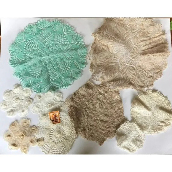Lace Doilies Vintage Crochet Macrame Handmade Antique - Picture 1 of 10